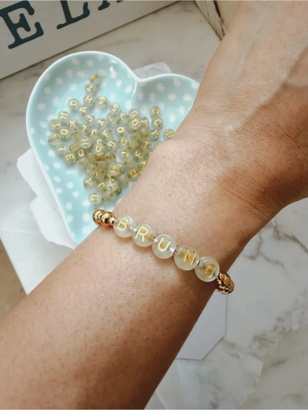Personalized Stainless Steel beaded bracelet